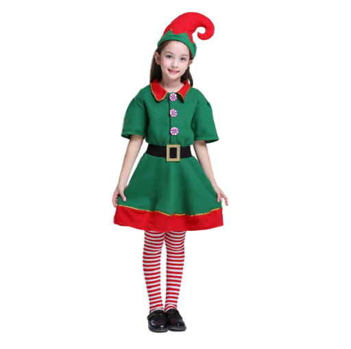 Kostium świątecznego elfa Kompletny kostium bożonarodzeniowy dla dziewcząt Elf Cosplay kostium karnawałowy dla dziewczynki kostium na Halloween