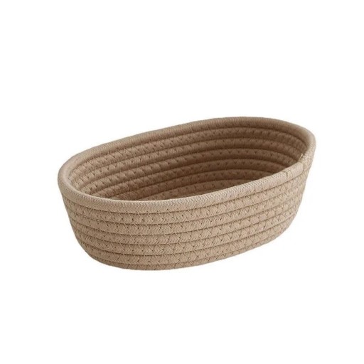 Kosz do przechowywania 26×16×8 cm z plecionej liny bawełnianej Nordycki organizer z naturalnej tkaniny na kosmetyki i artykuły biurowe Pudełko do przechowywania w domu