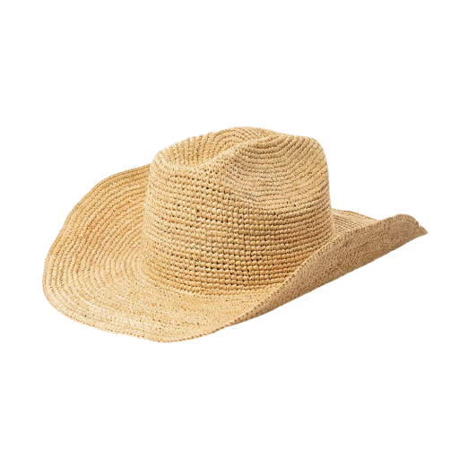 Kovbojihattu 58-60 cm Rafia Kesäinen western-hattu Hengittävä luonnonmateriaali Unisex festivaalilisävaruste