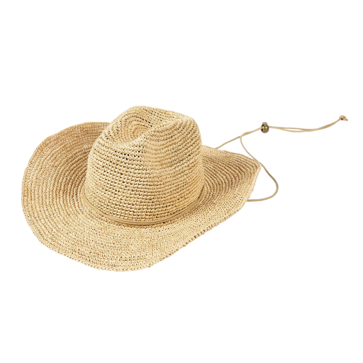 Kovbojihattu oljesta narulla 58-60 cm Rafia Kesäinen western-hattu Hengittävä luonnonmateriaali Unisex lisävaruste