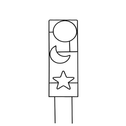 Kovová növénytartó hold, csillag és kör formájában 40 × 10 cm, kerti állvány futónövényekhez és hajtások vezetéséhez