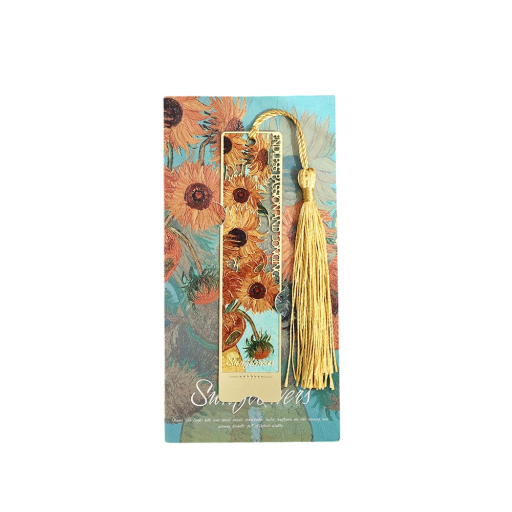 Kovová záložka do knihy Vincent van Gogh Slnečnice 14 × 7 cm dekoratívny umelecký doplnok