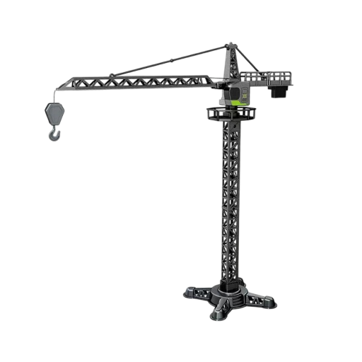 Kovový model věžového jeřábu Realistická miniatura stavebního stroje Detailní kovové provedení