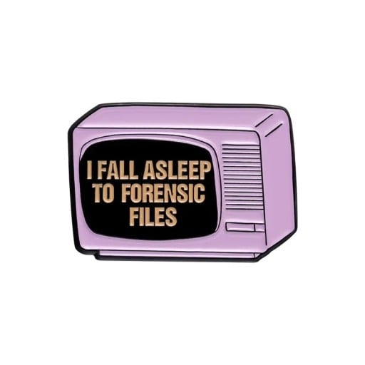 Kovowa broszka retro TV z napisem 2 x 2,8 cm emaliowany odznak fioletowy pin na odzież plecak horror dodatek halloween biżuteria