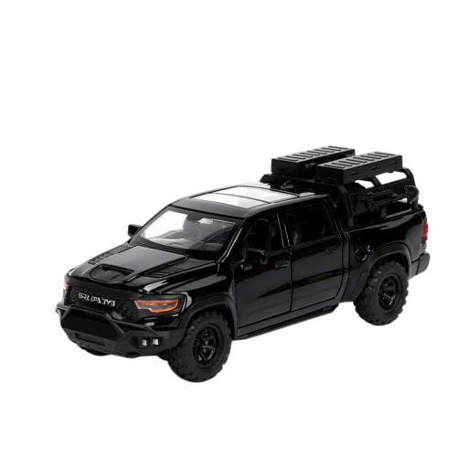 Kovowy model auta RAM - Detaliczna kolekcjonerska miniatura terenowego pick-upa - Realistyczne metalowe wykonanie z otwieranymi drzwiami