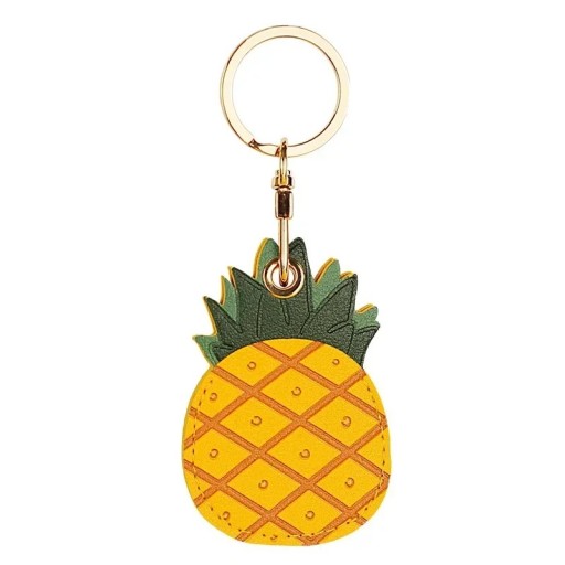 Kožené pouzdro na Apple AirTag ananas Ochranný kryt proti poškrábání s kovovým kroužkem na klíče Stylové dekorativní pouzdro na GPS tracker Air Tag