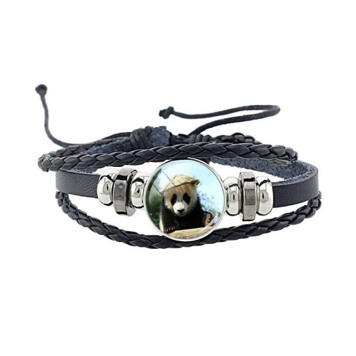 Kožený náramok panda