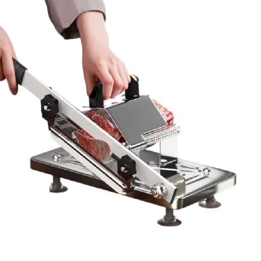 Kráječ masa velká velikost s nastavitelnou tloušťkou řezu z nerezové oceli 304 stříbrný černý pákový pro krájení masa