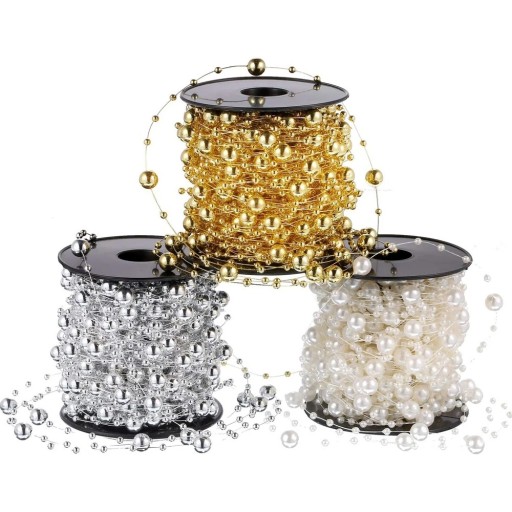 Kralensnoer 10 m Decoratief parelsnoer Bruiloftsguirlande Decoratief koord voor cadeaus Kerstdecoratie Creatieve creatie
