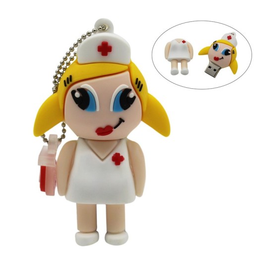 Krankenschwester mit USB-Stick
