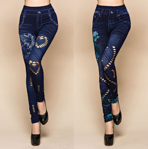 Krásné dámské džíny s dírami univerzální velikosti J699