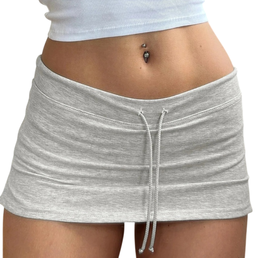 Krátka retro mini sukňa so šnurovaním Elegantná ležérna sukňa pre ženy Štýlová áčková sukňa s vysokým pásom na každodenné nosenie