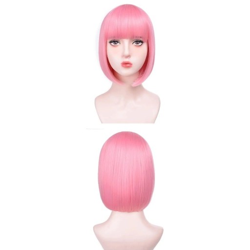 Krátka svetlo fialová syntetická bob paruka 30 cm cosplay paruka z vysokoteplotného vlákna pre ženy denné nosenie Halloween party kostým
