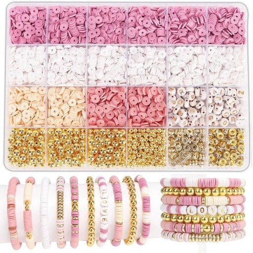 Kreativset aus ökologischer Polymer-Ton mit 24 Fächern Bunte Perlen zur Schmuckherstellung Armbänder Halsketten Ohrringe und Anhänger gestalten