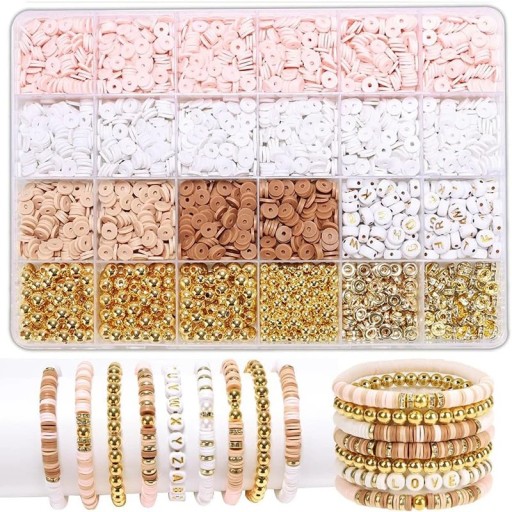 Kreativset mit Polymertonperlen 24 Fächer Bunte Perlen zur Schmuckherstellung Halsketten Armbänder Ohrringe Basteln von Accessoires und Dekorationen