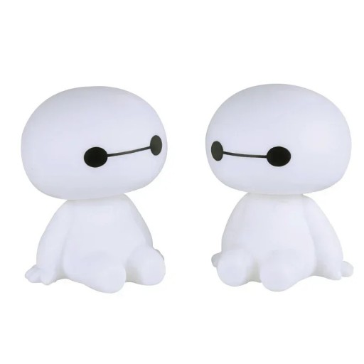 Kreslený robot Baymax s třesoucí se hlavou Bílá figurka Dekorace do auta Ozdoba interiéru Roztomilá sběratelská postavička