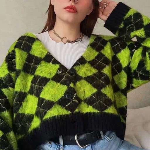 Krótki sweter damski z guzikami A2953
