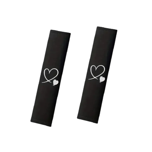 Kryty bezpečnostního pásu Love měkké chrániče ramen 2 ks černé pohodlné návleky na pás do auta pro komfortní jízdu