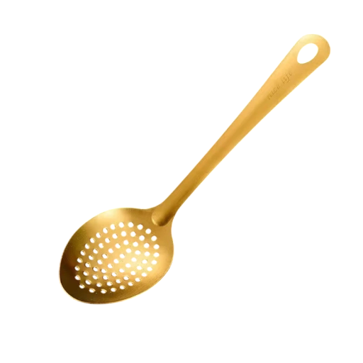 Küchenlöcherlöffel aus Edelstahl goldenes Küchenutensil im koreanischen Stil zum Servieren und Portionieren von Speisen in der heimischen Küche