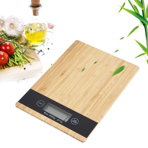 Kuchyňská váha s bambusovým povrchem