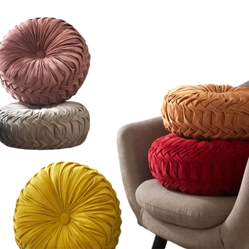 Kugleformet 3D dekorativ pude 35 × 35 × 12 cm polyesterpude med reliefmønster til sofa, stol og seng i indretningen