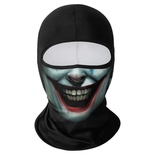 Kukla balaclava cu motivul unei fețe de fantomă zâmbitoare 42,5 x 23 cm poliester negru protecție pentru față împotriva soarelui și prafului