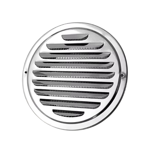 Kulatá ventilačná mriežka 120 mm 117x145x40 mm Nerezová oceľ 201 Ochrana proti hmyzu Vonkajšia aj vnútorná ventilácia Odvod a cirkulácia vzduchu