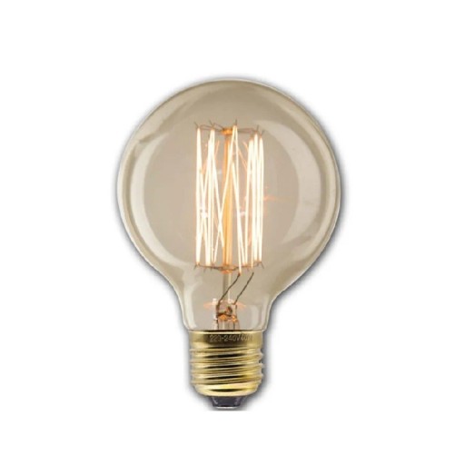 Kulatá žiarovka Edison s klecovým vláknom G95 E27 40 W 220 V 9,5 x 14 cm Sklenená guľa a mosadzná pätica Teplé svetlo Nad kuchynský ostrovček