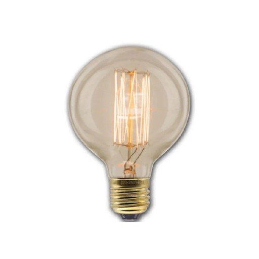 Kulatainen Edisonin lamppu häkkikuidulla G80 E27 40 W 220 V 8 x 12 cm Lasi ja messinkipohja Lämmin valo Ruokapöydän ylle