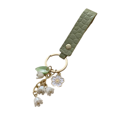 Kulcstartó 16 x 3 cm PU bőr Műanyag Orchidea és harang Elegáns dísz táskához hátizsák divatos kiegészítő ajándék nőknek