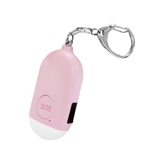 Kulcstartó lámpa hangos riasztóval 130 dB B300 újratölthető LED fénnyel méretek 70 x 36 x 17 mm anyag PC és ABS személyes biztonságra