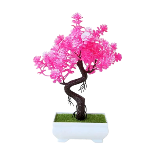 Kunstigt bonsaitræ i højden 24 cm Bonsai i potte Kunstig blomst Dekoration til lejligheden Lille kunstigt træ Boligdekoration til en hylde eller et bord