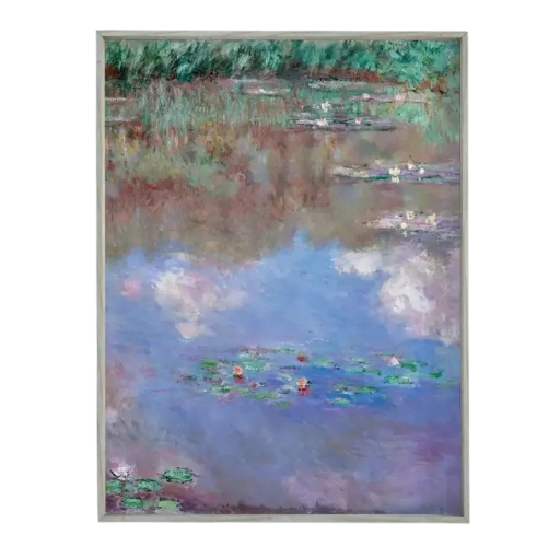 Künstlerische Leinwanddekoration 50 x 70 cm Seerosen-Teich Monet-Stil Vertikales Landschaftsmotiv Großes Bild ohne Rahmen Innenraumdruck
