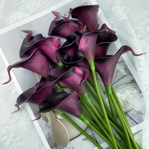 Künstlicher Calla Blumenstrauß dekorative Blume 35 cm PU realistische Ausführung für Vasen Hochzeitsdekoration und Innendekoration