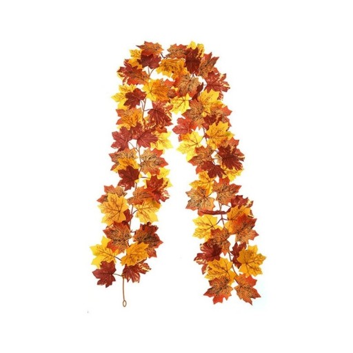 Kunstmatige herfstguirlande 1,75 m Decoratie met bladeren voor Halloween, bruiloften en festivals Decoratie voor tafel, deur, balustrade of open haard