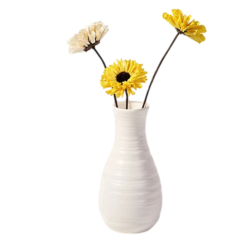Kunststoffvase 20,5 cm Weiß matte Oberflächenstruktur Moderne schmale Form Keramikimitat Wohnzimmerdekoration