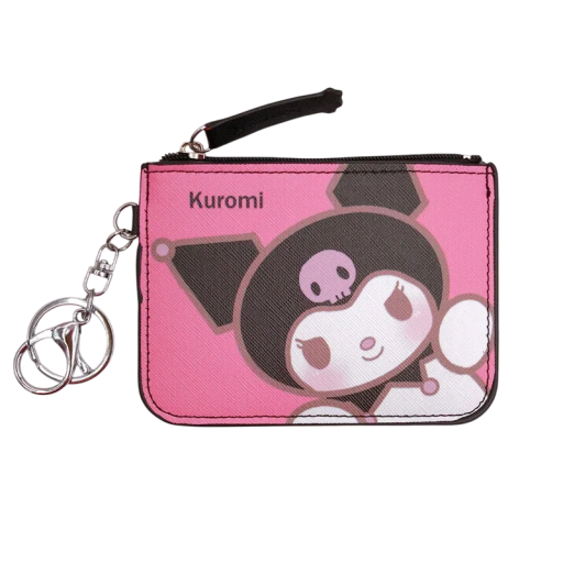 Kuromi Plånbok Rosa PU Plånbok med Nyckelring Dragkedja Mynt- och Korthållare Söt Tillbehör Anime Kawaii-Stil