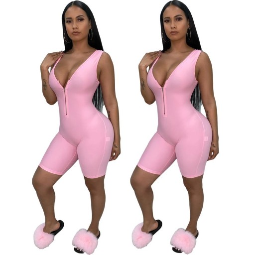 Kurzer, Damen-Bodycon-Overall mit Reißverschluss