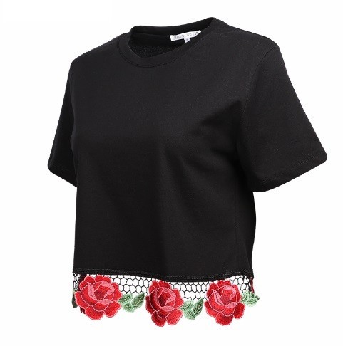 Kurzes Damen-T-Shirt mit Blumen