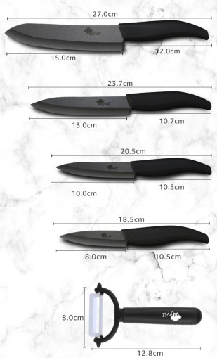Kvalitetssæt med keramiske knive - 5 stk.
