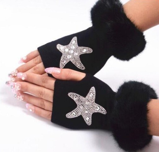 Kvinnors fingerlösa handskar med strass