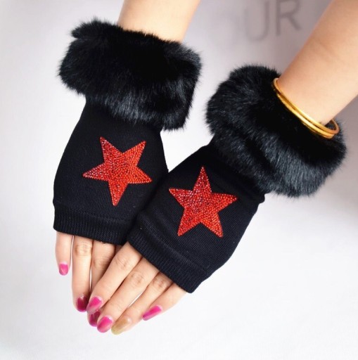 Kvinnors fingerlösa handskar med strass