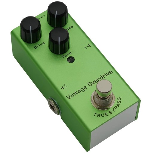 Kytarový efektový pedál Vintage Overdrive Zelený Kovové tělo Kompaktní pedál s teplým lampovým zvukem a TrueBypass pro elektrickou kytaru Kytarový efektový pedál Vintage Overdrive Zelený Kovové tělo Kompaktní pedál s teplým lampovým zvukem a TrueBypass pro elektrickou kytaru