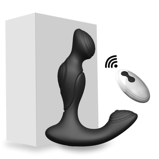 L-formet vibrator til prostatamassage, silikone, 10 vibrationstilstande, dobbelt stimulering, ergonomisk design, vandtæt, diskret emballage