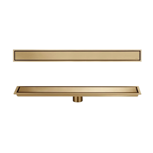 Laattalattian viemäri kylpyhuoneeseen 60 x 10 cm keskellä sijaitsevalla poistolla Laatan asennusosa leveys 7 cm ja syvyys 2 cm Huuhtelukanavan halkaisija 4 cm