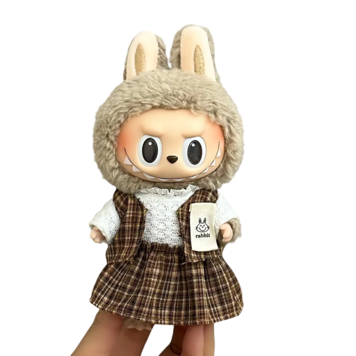 Labubu-monsterfigur i kjol Söt plyschleksak för barn Samlarfigur med plysch och outfit Original present till figurfantaster