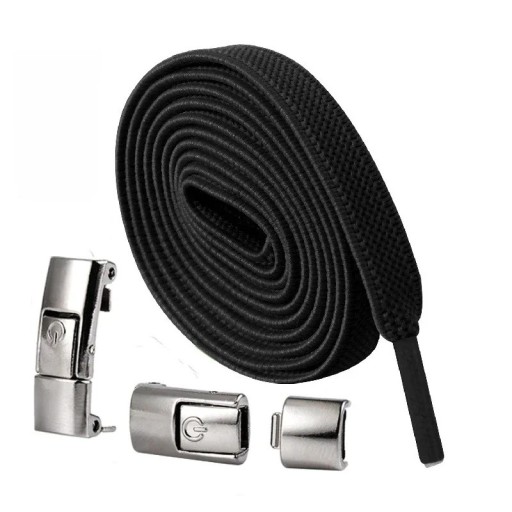 Lacets sans nouage avec verrou 100 cm Lacets élastiques de sport avec boucle en métal Chaussures de course Chaussures de fitness