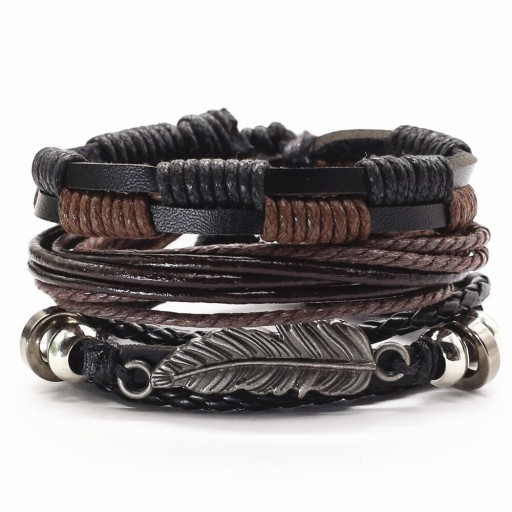 Läderarmband för män 3 st