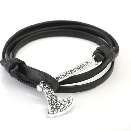 Läderarmband för män med yxa