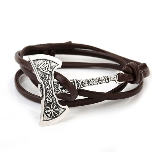 Läderarmband för män med yxa